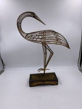 Wire Flamingo Sculpture 20&quot; Tall on Base Aged Bronze Look - £36.32 GBP