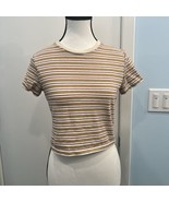 Brandy Melville XS top with stirpes juniors cropped Tee - $5.90