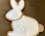 Cute wood serving platter Easter Bunny Shaped New Glossing White Center - $34.99