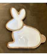 Cute wood serving platter Easter Bunny Shaped New Glossing White Center - £27.45 GBP