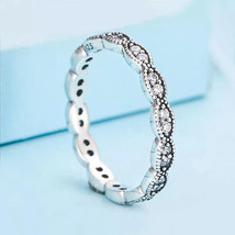 925 Sterling Silver Sparkling Leaves Stackable Ring For Women - £13.57 GBP
