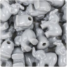 BeadTin Grey Opaque 25mm Elephant Pony Beads (24pcs) - $2.39