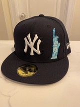 New Era New York Yankees Liberty &amp; Big Apple 59FIFTY Hat MLB Navy Size 8 - £27.69 GBP