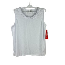 Emily Daniels Womens Sleeveless White Top Decorative &amp; Stretch Fabric Size L - £15.69 GBP