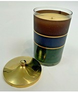 Vintage Galanos Scented Perfume Candle 4&quot; Decorative Glass Holder Brass ... - £31.06 GBP