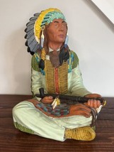 Native American Indian Chief Statue Vintage Peace Tribal Colorful Figuri... - $54.43