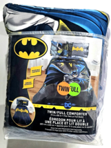 DC Batman Twin Full Comforter 72x86in Reversible Blue Black Dark Colors - $37.99