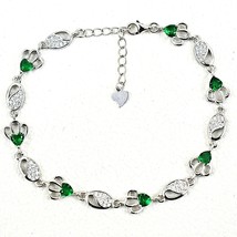 Plata Ley Circonita Cúbica, Esmeralda Cuarzo Gema Pulsera Regalo Para Niña - £45.81 GBP