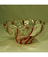 Mikasa Red Swirl Peppermint Crystal Art Glass Candy Trinket Dish Bowl Ge... - £15.12 GBP