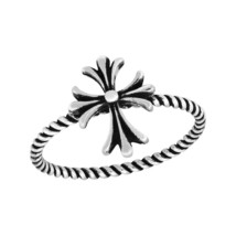 Protection Medieval Cross Pattée Twisted Band .925 Sterling Silver Ring-9 - £8.23 GBP