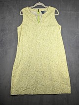 VINTAGE Venezia Jeans Dress Women 16 Yellow Shift Floral V Neck Sleeveless - £14.43 GBP