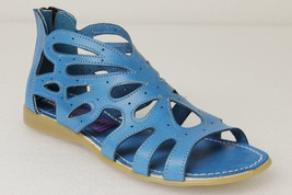Womens Blue Authentic Mexican Huaraches Leather Sandals Zipper Open Toe ... - £27.42 GBP