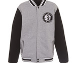 NBA Brooklyn Nets Reversible Full Snap Fleece Jacket JHD 2 Front Logos B... - $119.99