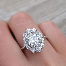 Anillo de compromiso para mujer de oro blanco macizo de 14 k con diamant... - £200.57 GBP