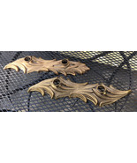Pair of Vtg Aesthetic Solid Heavy Brass Double Candle Holders Leaf Detai... - $169.78 CAD