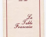 La Table Francaise French Restaurant Menu Mobil Guide 4 Stars 1988 - $27.72