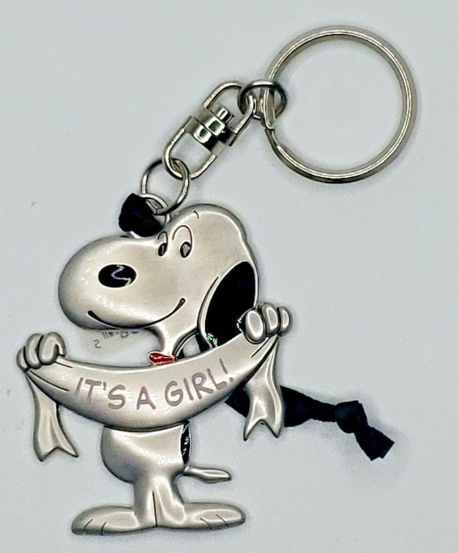 Primary image for Hallmark's Peanuts - Snoopy Pewter Key Chain / Ornament "It's A Girl" T2-2