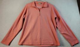 L.L. Bean Sweatshirt Women Size Medium Peach Fleece Long Sleeve 1/4 Zip Pullover - £8.82 GBP