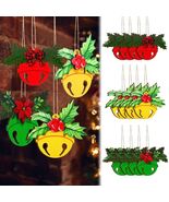 12 Pcs 3D Wooden Christmas Jingle Bell Ornaments Buffalo Plaid Bow - $194.73 MXN