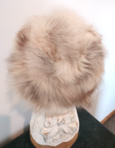 Vintage Fur Hat Genuine White Brown Silver Fox Size Small - £59.36 GBP