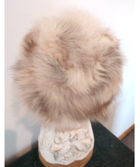 Vintage Fur Hat Genuine White Brown Silver Fox Size Small - $74.25