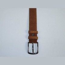 Men Genuine Basket weave Suede Soft Leather Belt PIERO ROSSI Turkey #1002 Cognac image 2