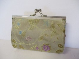 Vintage Floral Change Makeup Cosmetic Hard Round bottom Snap Purse - £4.65 GBP