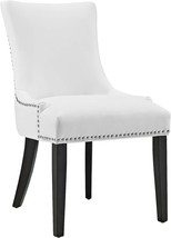 Marquis Modern Dining Chair In White With Faux Leather Upholstery And Nailhead - £159.31 GBP