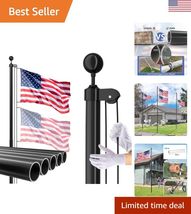 Stylish 25 FT Flagpole for Yard - Complete Set with Accessories, Black F... - $185.11