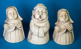 Singing Monk + 2 Nuns Religious Figurines Ivory-Colored Resin 2.5&quot; Tall ... - $9.00