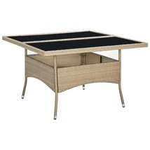 Outdoor Patio Garden Poly Rattan Solid Wood Top Square Dining Dinner Table  - £145.65 GBP+