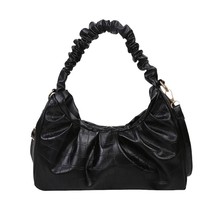 Der bag stone pattern cloud crossbody bags pu leather handbag pleated top handle street thumb200
