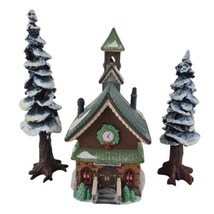 Lot Department 56 Christmas Village North Pole Chapel 5626-0 + 2 Pole Pine Tree - £27.33 GBP