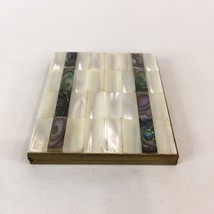 Vintage Compact Mother Of Pearl 3D Textured Stripe Shell Design - $27.72