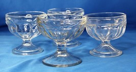 Vintage Sorbet/sherbert/pudding Six Sided Round Footed Glasses: set of 4 - £7.80 GBP