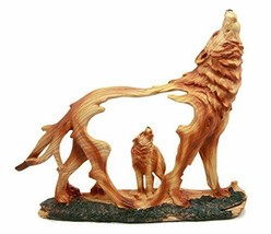 Ebros Howling Gray Alpha Wolf Figurine in Faux Wood Finish Home Decor Sc... - $28.99