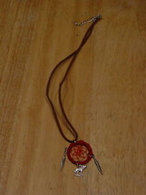 DREAMCATCHER WOLF FEATHER NECKLACE ( RED ) - $8.19