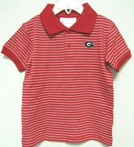 NCAA Georgia Bulldogs Circle G Logo Red White Stripped Golf Shirt Two Feet Ahead - $24.99