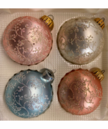 Vintage Set of 4 Christmas By Krebs Nostalgia Blown Glass Christmas Balls - $38.34 CAD