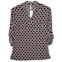 NY Collection Plus Size 3X Black Multi Color Studded Plaid Print 3/4 Sleeve Top - £23.59 GBP