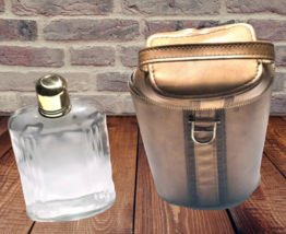   glass Whiskey  Flask with brown Case  - $26.78