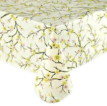 Cherry Blossom Tablecloth Zipper Umbrella Table Flannel Backed Vinyl 60x84&quot; - £18.51 GBP