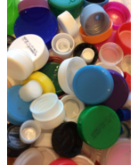 50 Plastic Bottle Caps Lids Tops Craft Art Projects Mixed Color Sizes Up... - $9.46 CAD