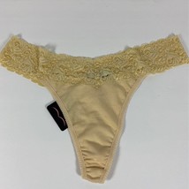 Knickers By Cinema Etoile Panty Womens L Thong Beige Lace Trim - $22.75