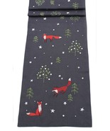 Reynard Embroidered Foxes Christmas Table Runner 14&quot; x 75&quot; - Pewter/Mult... - $36.63