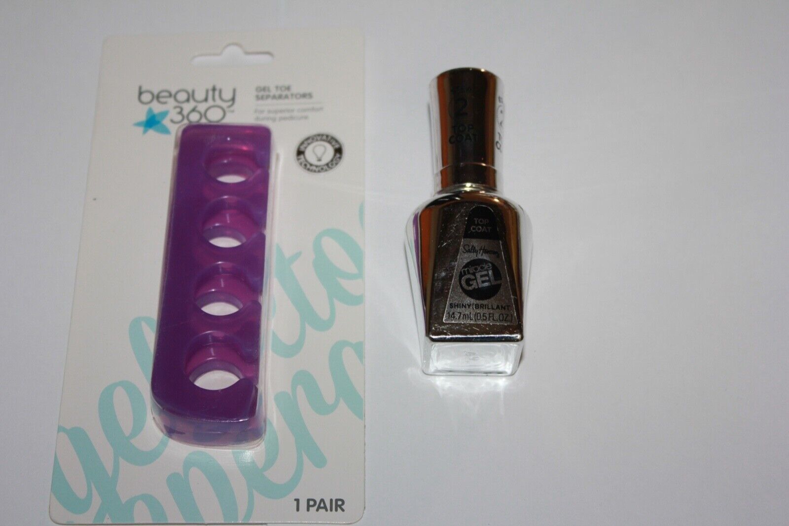 Primary image for Sally Hansen Miracle Gel Top Coat #101 + Beauty 360 Gel Toe Separators New