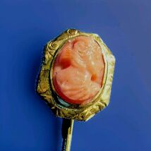 Antique Mediterranean Coral Pin SOLID 10K GOLD Handmade Victorian Origin... - $375.25