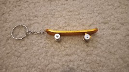 Gold Anodized Skateboard Keychain 5&quot; Total Length Wheels Roll USA SELLER - £8.50 GBP