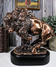 Ebros Western Large Angry Charging Bison Statue in Bronze Electroplated ... - £156.32 GBP