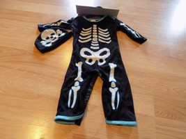 Size 6-12 Months Halloween Costume Skeleton Black White Glows in Dark New NWT - £17.58 GBP